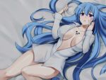  akame_ga_kill! blue_eyes blue_hair breasts cleavage esdeath long_hair loup-garou no_pants open_clothes open_shirt 