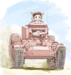  1girl animal_ears cat_ears caterpillar_tracks chocolate copyright_request happy_valentine heart ilma military military_vehicle pun solo tank valentine valentine_(tank) vehicle world_war_ii 