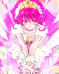  1girl aino_megumi choker cure_lovely happinesscharge_precure! highres long_hair magical_girl pink_eyes pink_hair pink_skirt precure serious shipu_(gassyumaron) skirt solo super_happiness_lovely tiara wrist_cuffs 