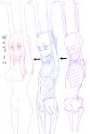  anatomy armpits bangs breasts exposed_muscle highres himura_kiseki long_hair nude simple_background skeleton white_background 