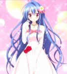  blue_hair dress ellis_fahrengart flower highres long_hair pink_eyes screencap seirei_tsukai_no_blade_dance sparkle wedding_dress 