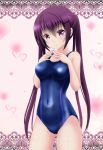  1girl competition_swimsuit gochuumon_wa_usagi_desu_ka? highres long_hair nonaka_chikin one-piece_swimsuit purple_hair swimsuit tedeza_rize twintails violet_eyes 