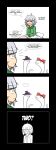  1girl 4koma bow comic english hair_bow hakurei_reimu_(cosplay) hat highres kirisame_marisa_(cosplay) konpaku_youmu konpaku_youmu_(ghost) lunarisaileron simple_background touhou witch_hat yawning 