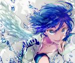  1boy blue_eyes blue_hair komkomx manami_sangaku short_hair solo sportswear wings yowamushi_pedal 