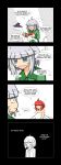  1girl 4koma bow comic crying crying_with_eyes_open dual_persona english hair_bow hakurei_reimu_(cosplay) hat highres kirisame_marisa_(cosplay) konpaku_youmu konpaku_youmu_(ghost) lunarisaileron simple_background tears touhou witch_hat 