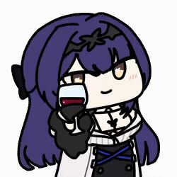  1girl animated_gif long_hair looking_at_viewer seseren toast_(gesture) wine_glass 