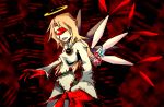  abstract_background blonde_hair blood claws crying crying_blood detached_wings flower flying halo holding kirby kirby_(series) kirby_64 one-eyed personification red red_sclera ribbon_(kirby) robe rose setz size_difference tagme thorns wand white_robe wings zero_two 