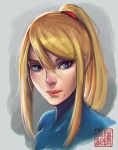  face lips metroid mole ponytail samus_aran smile sonellion zero_suit 