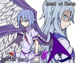  2girls angry aqua_eyes bat_wings blood blood_on_hands bloody_clothes blue_hair character_request flat_chest injury kenuu_(kenny) long_hair multiple_girls no_hat puffy_sleeves red_eyes remilia_scarlet sariel short_hair silver_hair torn_clothes touhou touhou_(pc-98) wings wrist_cuffs 