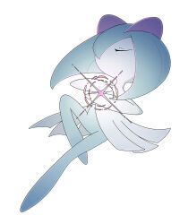  closed_eyes colored_skin green_hair green_skin hair_over_one_eye horns kirlia mahou_(fushiginamamori) multicolored_skin pokemon pokemon_(creature) psychic sidelocks simple_background two-tone_skin white_background white_skin 