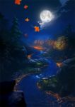  artist_name blurry clouds depth_of_field forest full_moon moon nature night no_humans original river scenery sky technoheart tree 
