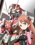  1girl aida_reihanton g-arcane green_eyes gundam gundam_reconguista_in_g long_hair mecha orange_hair pilot_suit 