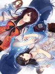  black_hair brown_eyes brown_hair camera character_request flower hair_flower hair_ornament kllsiren partially_submerged 