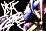  1girl blue_eyes blue_hair face glowing glowing_eye hairband long_hair orie_(under_night_in-birth) rapier serious solo sword translation_request twop-2p under_night_in-birth weapon 