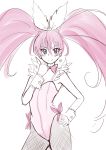  1girl bakusai blue_eyes cure_melody eyelashes happy houjou_hibiki long_hair looking_at_viewer magical_girl pink_hair precure simple_background sketch smile solo suite_precure tagme twintails white_background wrist_cuffs 