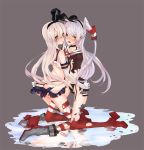  amatsukaze_(kantai_collection) blonde_hair brown_hair gloves grey_hair hairband kantai_collection long_hair puririririn shimakaze_(kantai_collection) torn_clothes twintails 