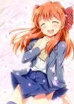  1girl akine_(kuroyuri) bow closed_eyes gekkan_shoujo_nozaki-kun hair_bow highres long_hair orange_hair polka_dot polka_dot_bow sakura_chiyo school_uniform tears 