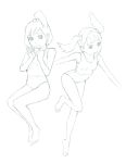  1girl monochrome sakura_device sketch solo swimsuit traditional_media twintails yoshitomi_akihito 