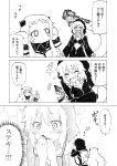  2girls ^_^ blush closed_eyes kantai_collection monochrome multiple_girls nome_(nnoommee) northern_ocean_hime re-class_battleship shinkansen skirt smile translation_request 