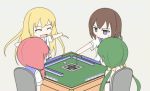  animated animated_gif board_game koko_toufu long_hair mahjong mahjong_tile multiple_girls saki saki_achiga-hen school_uniform short_hair tagme 