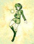  1girl belt boots fairy genzoman hairband instrument knee_boots kokiri monochrome ocarina ocarina_of_time pointy_ears ribbed_sweater saria short_hair small_breasts solo sweater the_legend_of_zelda tunic turtleneck 