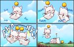  animal_ears blush_stickers booism cat_ears comic commentary dojikko final_fantasy final_fantasy_xiv flying mini_wings moogle no_humans silent_comic whiskers 