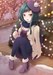  blush girlfriend_(kari) green_eyes hat jacket kokonoe_shonobu long_hair snow winter 