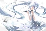  1girl absurdres blue_hair closed_eyes dress floating_hair hands_clasped hatsune_miku highres jeffrey10 long_hair solo twintails very_long_hair vocaloid 
