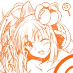  artist_request bowtie candy cosmic_break fang hat looking_at_viewer nude one_eye_closed pepo_pucchi ponytail pumpkin_hat sketch smile winking 