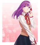  1girl fate/stay_night fate_(series) hair_ribbon long_hair matou_sakura purple_hair ribbon school_uniform solo tam_(cuq) violet_eyes 