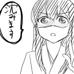  1girl akagi_(kantai_collection) comic japanese_clothes kantai_collection long_hair lowres monochrome shaded_face translation_request yoicha 
