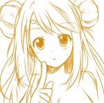  artist_request breasts cosmic_break finger_to_mouth hair_bun long_hair looking_at_viewer nude resha_(cosmic_break) sketch 