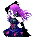  aikatsu! arm_warmers bare_shoulders blush dress gothic hikami_sumire long_hair purple_eyes violet_hair 
