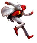  1boy aka_ranger helmet highres himitsu_sentai_goranger jumping kekai_kotaki male pants red_shoes shoes solo super_sentai winter_clothes winter_coat 