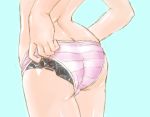  1girl mechanical_parts panties panty_pull solo striped striped_panties underwear 