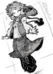  1girl alternate_costume boots contemporary hair_ornament hoodie monochrome mouse multicolored_hair short_hair skirt smile solo toramaru_shou touhou two-tone_hair vest yt_(wai-tei) 