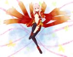  1girl bare_shoulders black_legwear breasts center_opening cleavage detached_sleeves fingerless_gloves gloves guilty_crown hair_ornament hairclip highres long_hair looking_at_viewer navel open_mouth pink_hair solo string thigh-highs twintails yuzuriha_inori 