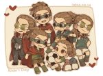  6+boys ball bird brown_hair cape dated formal goggles grin hairlocs heart inazuma_eleven inazuma_eleven_(series) inazuma_eleven_go inazuma_eleven_go_vs_danball_senki_w inazuma_japan inazuma_legend_japan kidou_yuuto male multiple_boys multiple_persona necktie open_mouth penguin raimon raimon_soccer_uniform saku_anna smile soccer_ball soccer_uniform sportswear suit teikoku teikoku_soccer_uniform telstar 