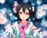  black_hair gloves highres lilylion26 love_live!_school_idol_project open_mouth red_eyes snow_halation snowflakes tagme twintails yazawa_nico 