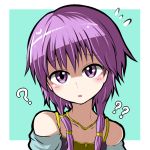  1girl bare_shoulders blush confused fire_emblem fire_emblem:_seima_no_kouseki gosmuma lute_(fire_emblem) purple_hair short_hair solo twintails violet_eyes 