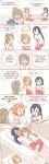  3girls absurdres blush comic crying english full-face_blush gym_uniform highres kousaka_honoka love_live!_school_idol_project minami_kotori multiple_girls sleeping sonoda_umi stitched tagme tears veebu 