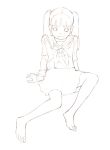  1girl monochrome original sketch solo traditional_media twintails yoshitomi_akihito 