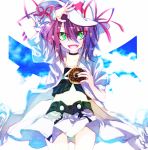  choker food green_eyes hat merry_nightmare midriff open_mouth purple_hair ribbon short_hair skirt yumekui_merry 