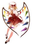  1girl ascot blonde_hair bow flandre_scarlet hat hat_bow irasuto0719 looking_at_viewer mob_cap puffy_short_sleeves puffy_sleeves red_eyes shirt short_sleeves side_ponytail skirt skirt_set smile solo touhou vest wings wrist_cuffs 