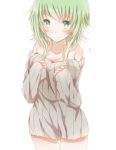  1girl bare_shoulders breasts casual cleavage green_eyes green_hair gumi hiro_(hirohiro31) looking_at_viewer short_hair smile solo vocaloid 