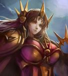  armor breasts brown_hair bust ear_protection headgear large_breasts league_of_legends leona_(league_of_legends) tagme yellow_eyes 