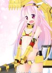  1girl drag_shovel_(ole_tower) elbow_gloves gloves inuarashi long_hair mini_excavator_(ole_tower) ole_tower pink_eyes pink_hair solo thigh-highs 