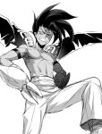  1boy bare_chest dark_skin fangs houshin_engi male_focus pointy_ears raishinshi shirtless sketch solo tail teeth utsugi_(skydream) wings 