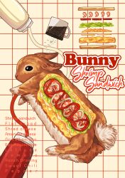  absurdres animal cheese food food_focus food_name highres honto_pic ketchup lettuce mayonnaise no_humans onion_slice original pepper_(spice) rabbit salad_dressing shrimp tomato tomato_slice 