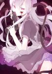  1girl dress gun handgun highres kagerou_project kiss kozakura_mary long_hair purple_hair sakutoko snake violet_eyes weapon 